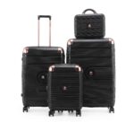 סט מזוודות קשיחות בלתי שבירות יוקרתי 3 יח' 31/27/19 Swiss Voyager Amsterdam בצבע שחור כולל תיק איפור מתנה