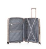 סט מזוודות קשיחות בלתי שבירות יוקרתי 3 יח' 31/27/19 Swiss Voyager Amsterdam בצבע שמפנייה כולל תיק איפור מתנה – תמונה 5