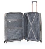 סט מזוודות קשיחות בלתי שבירות יוקרתי 3 יח' 31/27/19 Swiss Voyager Amsterdam בצבע אפור כולל תיק איפור מתנה – תמונה 4