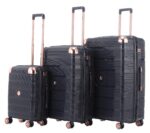 סט מזוודות קשיחות בלתי שבירות יוקרתי 3 יח' 31/27/19 Swiss Voyager Amsterdam בצבע נייבי כולל תיק איפור מתנה – תמונה 2