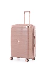 סט מזוודות קשיחות בלתי שבירות יוקרתי 3 יח' 31/27/19 Swiss Voyager Amsterdam בצבע רוז גולד כולל תיק איפור מתנה – תמונה 3