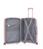 סט מזוודות קשיחות בלתי שבירות יוקרתי 3 יח' 31/27/19 Swiss Voyager Amsterdam בצבע רוז גולד כולל תיק איפור מתנה – תמונה 5