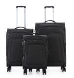 סט מזוודות בד יוקרתי  3 יח' 28| 24|20  Swiss Royal Tokyo בנפח מוגדל צבע שחור מלאנז'