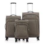 סט מזוודות בד יוקרתי  3 יח' 28| 24|20  Swiss Royal Tokyo בנפח מוגדל צבע חאקי