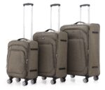 ⁦סט מזוודות בד יוקרתי  3 יח' 28| 24|20  Swiss Royal Tokyo בנפח מוגדל צבע חאקי⁩ – תמונה ⁦2⁩