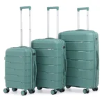 ⁦סט מזוודות קשיחות בלתי שבירות 3 יח' Swiss Voyager Armor בצבע ירוק בקבוק – גדלים 20/24/28 אינץ⁩ – תמונה ⁦2⁩