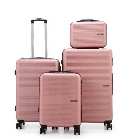  סט מזוודות קשיחות 4 יח' /28/24/20/14 אינטש Swiss Voyager Bronx בצבע רוז גולד
