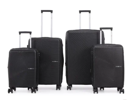 סט 4 מזוודות קשיחות בלתי שבירות 30/25/21/19 Swiss Royal  דגם Miami בצבע שחור