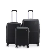 סט מזוודות קשיחות  3 יח'  28/24/20 אינץ דגם Milano מבית Swiss Voyager בצבע שחור