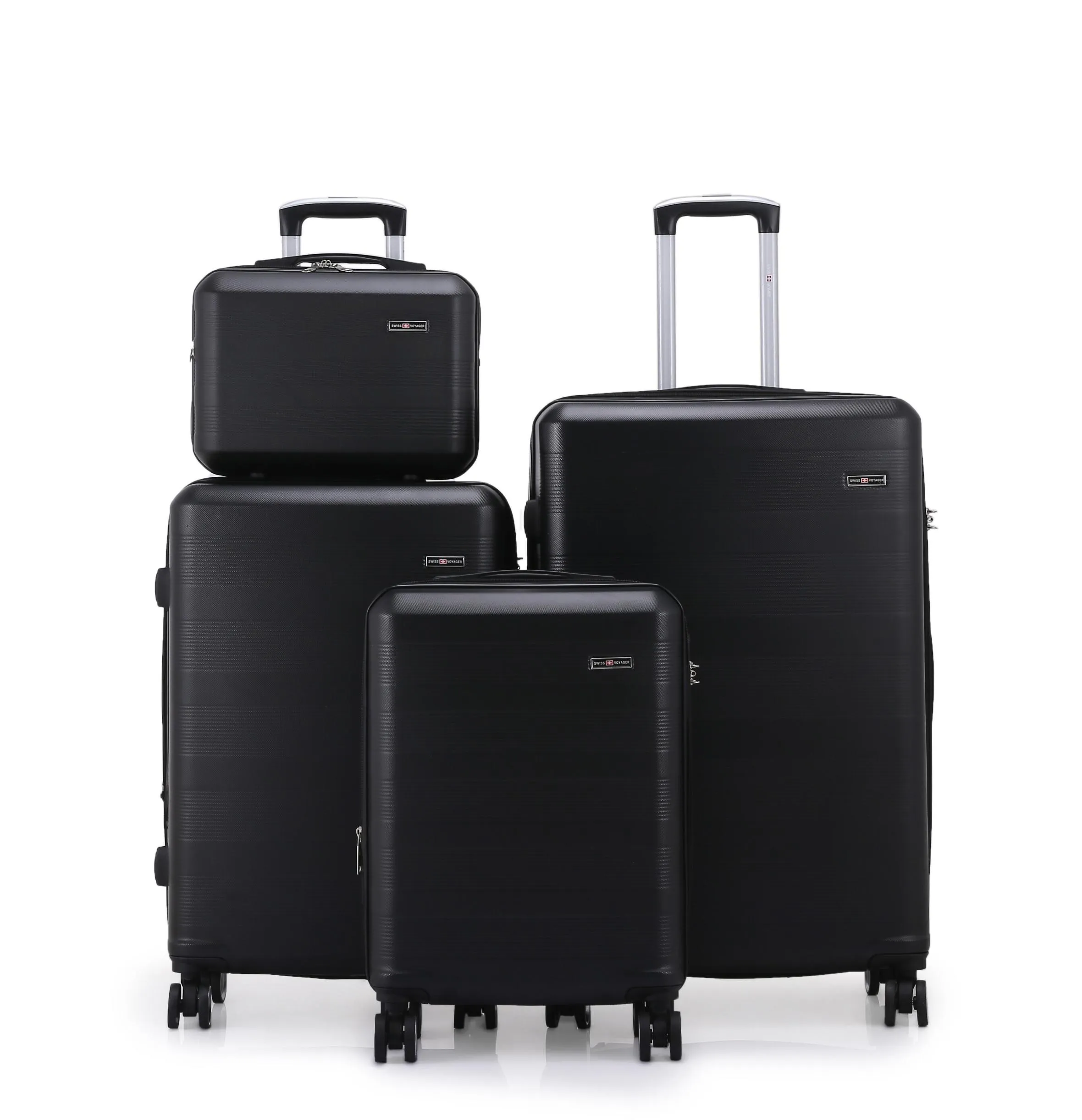 Madrid4Black_29122023205649.webp סט מזוודות קשיחות 4 יח' 28/24/20 /14 Swiss Madrid בצבע שחור – תמונה 1