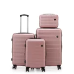 סט מזוודות קשיחות 20/24/28 אינץ' Swiss Vegas כולל תיק איפור במתנה בצבע  רוז גולד