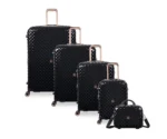 ⁦סט 5 מזוודות יוקרה בלתי שבירות Glitzy מבית IT Luggage - חלקים בגדלים 32″ / 28″ / 24″ / 20″ + תיק איפור תואם צבע רוז גולד מטאלי⁩ – תמונה ⁦2⁩
