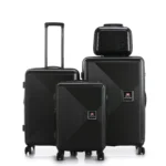 סט מזוודות קשיחות בלתי שבירות במגוון צבעים 20/26/30 אינץ Swiss Boston - תיק איפור במתנה בצבע שחור