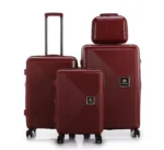 סט מזוודות קשיחות בלתי שבירות במגוון צבעים 20/26/30 אינץ' Swiss Boston - תיק איפור במתנה בצבע יין