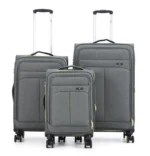 סט מזוודות בד  3 יח'  28| 24|20  Swiss Royal Brooklyn  נפח מוגדל צבע אפור שילוב ירוק