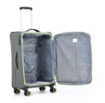 ⁦סט מזוודות בד  3 יח'  28| 24|20  Swiss Royal Brooklyn  נפח מוגדל צבע אפור שילוב ירוק⁩ – תמונה ⁦4⁩