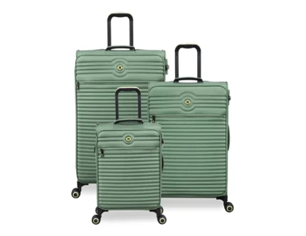 סט מזוודות בד קלות 3 יח' 30/25/20 מבית IT Luggage דגם CIRCULATOR בצבע ירוק טבעי