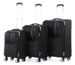 ⁦סט 3 מזוודות בד במשקל נוצה 28/24/20 אינץ Swiss Royal דגם C-lite בצבע שחור⁩ – תמונה ⁦2⁩