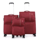 סט 3 מזוודות בד במשקל נוצה 28/24/20 אינץ Swiss Royal דגם C-lite בצבע בורדו
