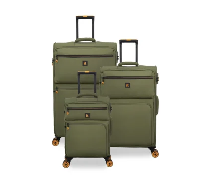 סט מזוודות בד הקלות בעולם 3 יח' 30/25/20 מבית IT Luggage דגם COMPARTMENT בצבע ירוק
