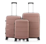 סט מזוודות קשיחות בלתי שבירות 3 יח'  30/25/20 Swiss Royal California  בצבע רוז גולד