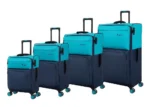 סט 4 מזוודות בד במשקל נוצה דגם Duo-Tone מבית IT Luggage צבע כחול 32/28/24/20