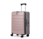 מזוודת טרולי 20" מתקפלת עליה למטוס דגם XFOLD מבית Swiss Voyager בצבע רוז גולד