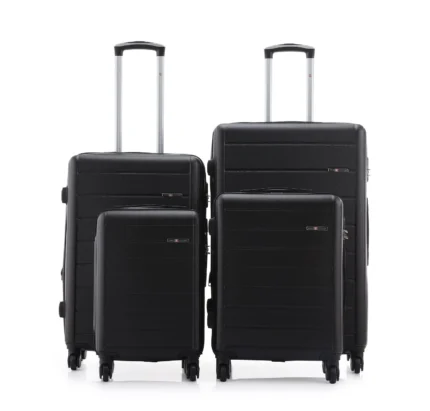 סט מזוודות קשיחות 4 יח' /28/24/19/17 אינץ' Swiss Voyager Lisbon בצבע שחור