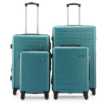 ⁦סט מזוודות קשיחות 4 יח' /28/24/19/17 אינץ' Swiss Voyager Lisbon בצבע ירוק בקבוק⁩ – תמונה ⁦2⁩