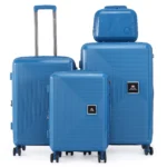 סט מזוודות קשיחות בלתי שבירות במגוון צבעים 20/26/30 אינץ Swiss Boston - תיק איפור במתנה בצבע כחול