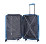 ⁦סט מזוודות קשיחות בלתי שבירות במגוון צבעים 20/26/30 אינץ Swiss Boston - תיק איפור במתנה בצבע כחול⁩ – תמונה ⁦6⁩