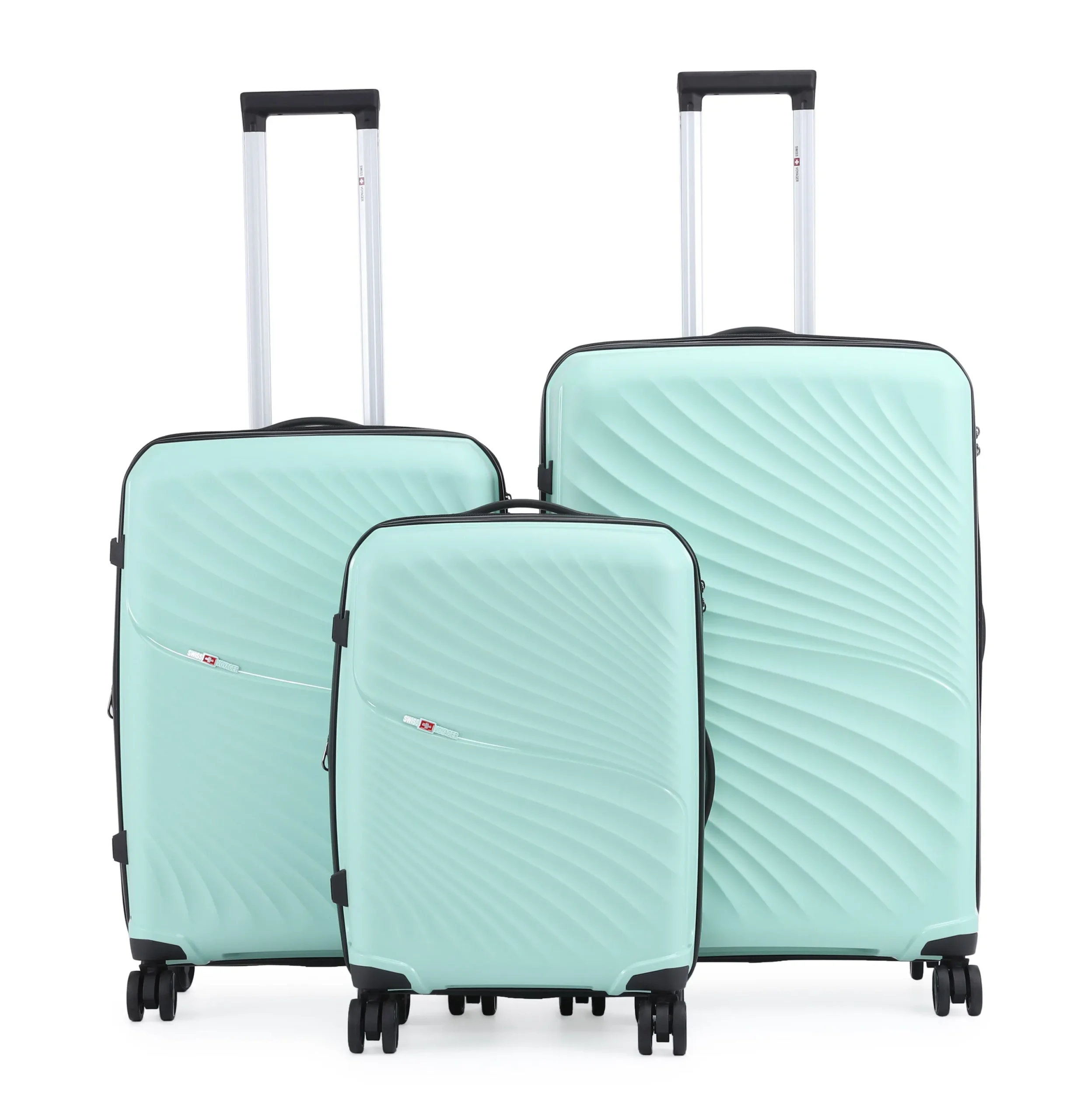 NewYork3Mint_070620251820145779.webp סט מזוודות קשיחות בלתי שבירות 3 יח' Swiss Voyager New York 28/24/20 בצבע מנטה – תמונה 1