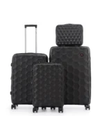 סט מזוודות קשיחות בלתי שבירות 20/24/28 אינץ' Swiss Royal Porto - תיק איפור במתנה צבע  שחור