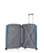 ⁦סט מזוודות קשיחות בלתי שבירות 20/24/28 אינץ' Swiss Royal Porto - תיק איפור במתנה צבע ג'ינס⁩ – תמונה ⁦5⁩