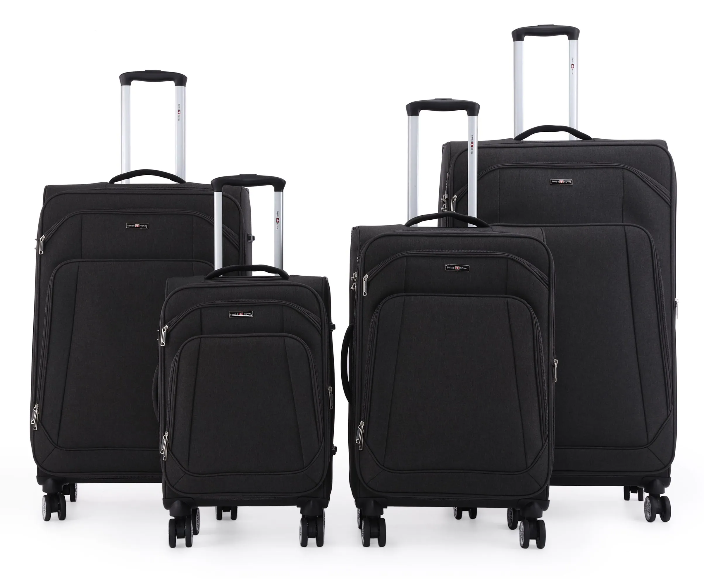 Tokyo4Black_150720251849025924.webp סט מזוודות בד 4 יח' 32/28/24/20 Swiss Royal Tokyo צבע שחור – תמונה 1