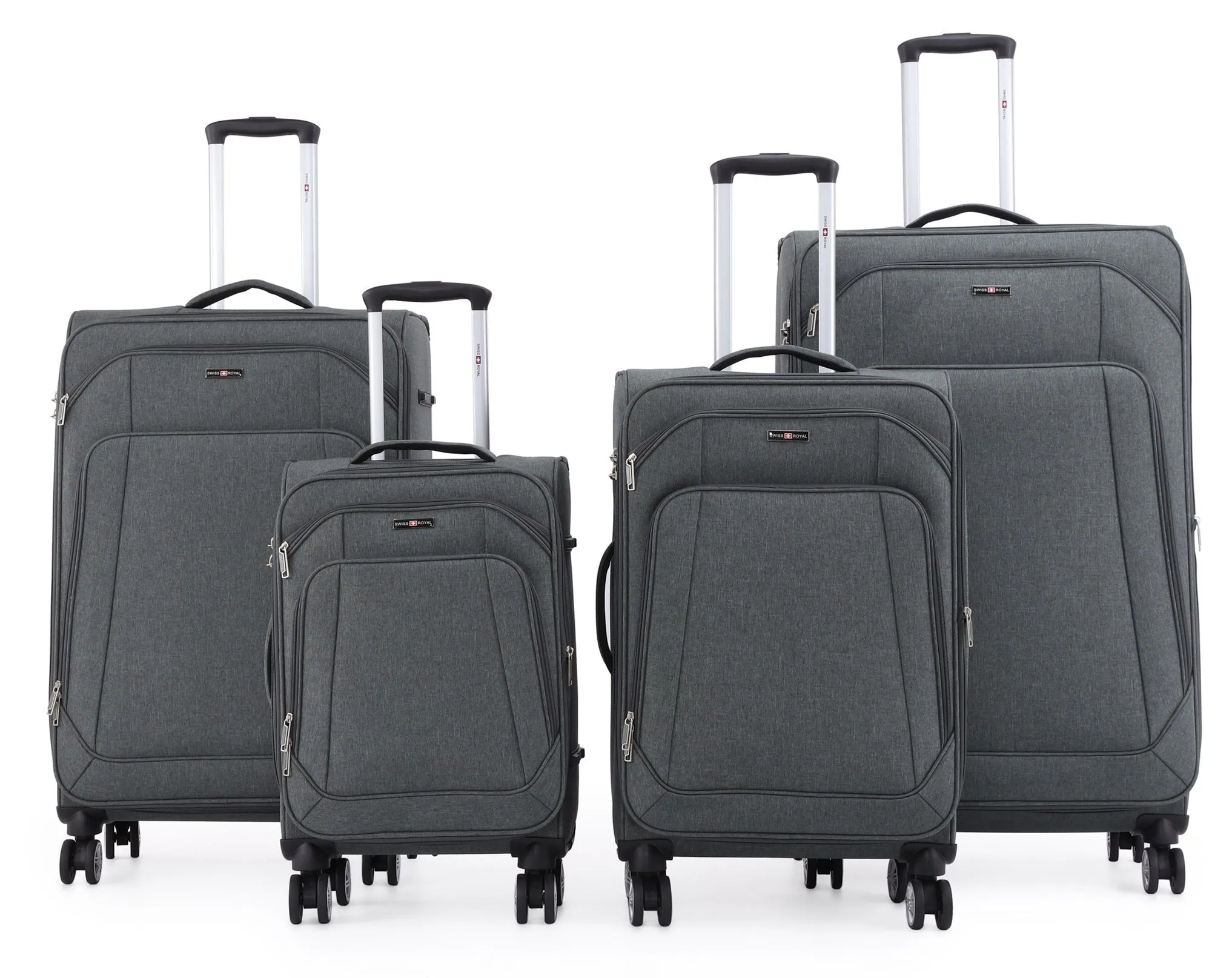 Tokyo4Grey_150720251853165950.webp סט מזוודות בד 4 יח' 32/28/24/20 Swiss Royal Tokyo צבע אפור – תמונה 1