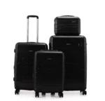סט מזוודות קשיחות בלתי שבירות במגוון צבעים 20/26/30 אינץ  Swiss Wander - תיק איפור במתנה שחור