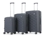 ⁦סט מזוודות קשיחות בלתי שבירות 20/24/28 אינץ' Swiss Royal Porto - תיק איפור במתנה צבע  אפור כהה⁩ – תמונה ⁦2⁩