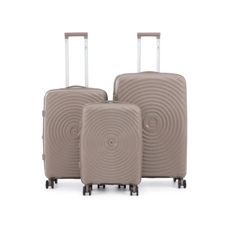סט מזוודות קשיחות בלתי שבירות 3 יח' Swiss Royal Bali בצבע שמפנייה – גדלים 20/24/28 אינץ