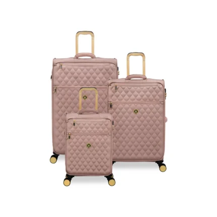 סט מזוודות בד קלות 3 יח' 30/25/20 מבית IT Luggage דגם GLIMMERING בצבע ורוד מוזהב