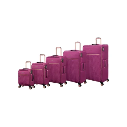 סט 5 מזוודות בד יוקרתיות דגם Bewitching מבית IT Luggage – גדלים 32/28/24/20/16 אינץ’ – בצבע סגול