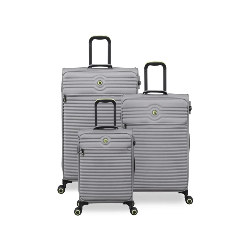 סט מזוודות בד קלות 3 יח' 30/25/20 מבית IT Luggage דגם CIRCULATOR בצבע אפור פיל