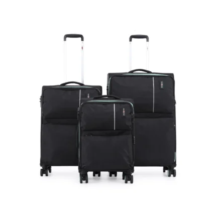 סט 3 מזוודות בד במשקל נוצה 28/24/20 אינץ Swiss Royal דגם C-lite בצבע שחור