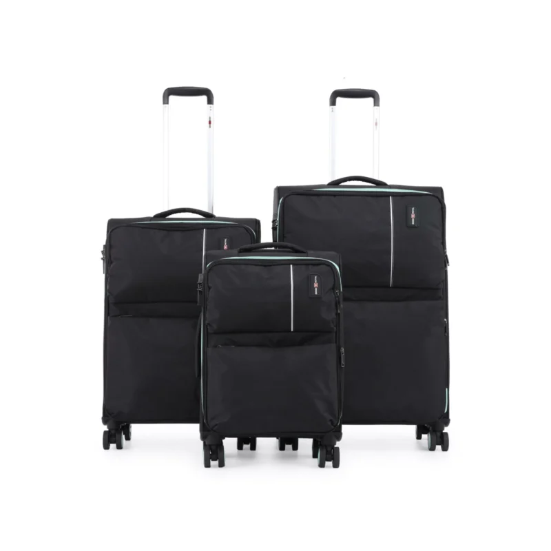 סט 3 מזוודות בד במשקל נוצה 28/24/20 אינץ Swiss Royal דגם C-lite בצבע שחור