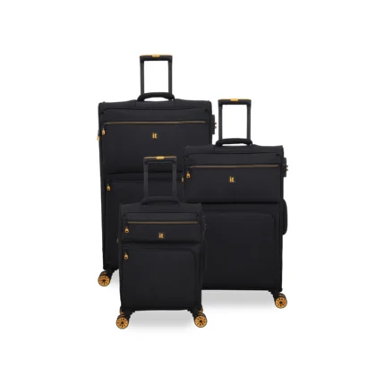 סט מזוודות בד הקלות בעולם 3 יח' 30/25/20 מבית IT Luggage דגם COMPARTMENT בצבע שחור