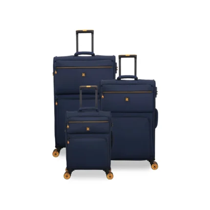 סט מזוודות בד הקלות בעולם 3 יח' 30/25/20 מבית IT Luggage דגם COMPARTMENT בצבע כחול כהה