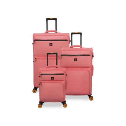 סט מזוודות בד הקלות בעולם 3 יח' 30/25/20 מבית IT Luggage דגם COMPARTMENT בצבע ורוד