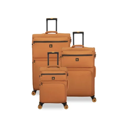 סט מזוודות בד הקלות בעולם 3 יח' 30/25/20 מבית IT Luggage דגם COMPARTMENT בצבע כתום