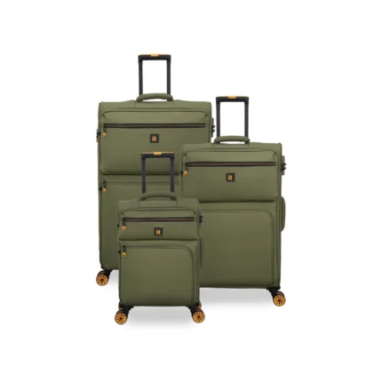 סט מזוודות בד הקלות בעולם 3 יח' 30/25/20 מבית IT Luggage דגם COMPARTMENT בצבע ירוק