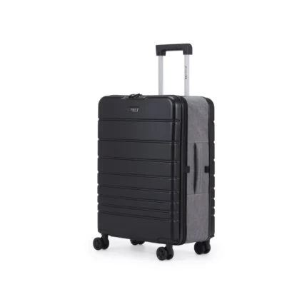 מזוודת טרולי 20" מתקפלת עליה למטוס דגם XFOLD מבית Swiss Voyager בצבע שחור